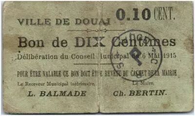 France 10 centimes Douai City - 1915