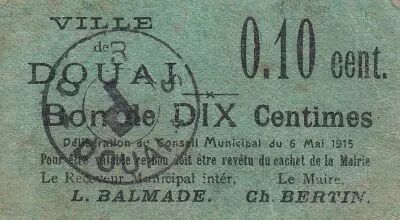 France 10 centimes Douai City - 1915