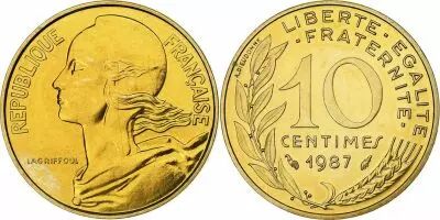 France 10 Centimes Marian - 1987 - from UNC set