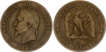 France 10 Centimes Napoleon III - Laurel head - 1862 BB Strasbourg