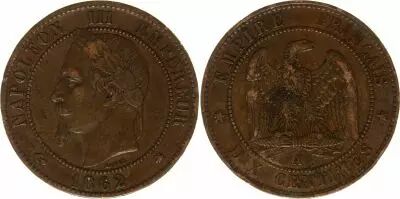 France 10 Centimes Napoleon III Laureate head - 1862 A Paris