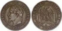 France 10 Centimes Napoleon III Laureate head - 1864 BB Strasbourg  - VF - KM.798.2