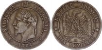 France 10 Centimes Napoleon III Laureate head - 1864 BB Strasbourg  - VF - KM.798.2