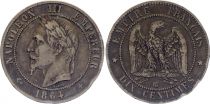 France 10 Centimes Napoleon III Laureate head - 1864 BB Strasbourg  VF - KM.798.2