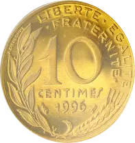 France 10 Centimes Proof Marianne 1996
