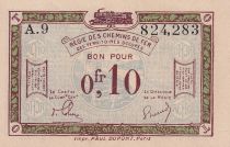 France 10 Centimes Regie des chemins de Fer - 1923 - Serial A.9 - R.2
