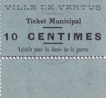 France 10 cents - City of Vertus - Municipal Ticket - 1914/1918