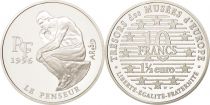 France 10 Francs  - 1,50 euros - Le Penseur by Rodin  - 1996 - Silver - with certificat