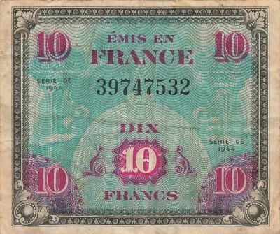 France 10 Francs - Allied Military Currency - 1944 - No Serial