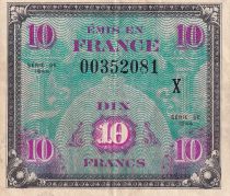 France 10 Francs - Allied Military Currency - Flag - 1944 - Serial X - VF to XF - P.116