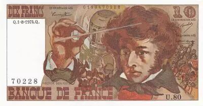 France 10 Francs - Berlioz - 01-08-1974 - Serial U.80 - P.150