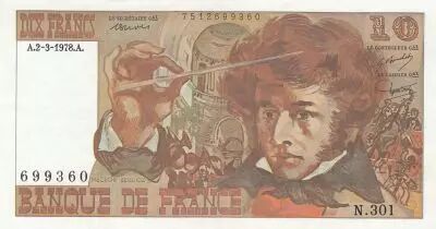 France 10 Francs - Berlioz - 02-03-1978 - Serial N.301