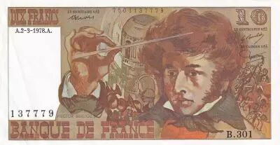 France 10 Francs - Berlioz - 02-03-1978 - S�rie B.301