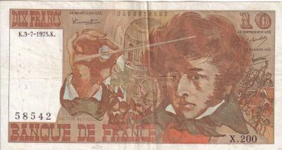 France 10 Francs - Berlioz - 03-07-1975 - S�rie X.200