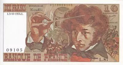 France 10 Francs - Berlioz - 03-10-1974 - Serial L.87 - P.150