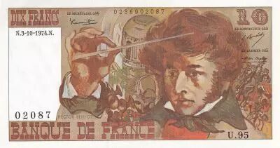 France 10 Francs - Berlioz - 03-10-1974 - Serial U.95 - P.150