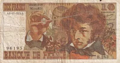France 10 Francs - Berlioz - 04-12-1975 - Serial B.263 - P.150