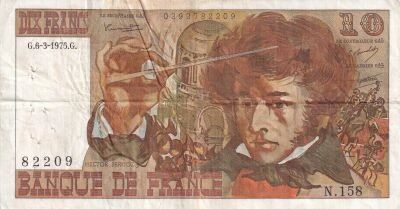France 10 Francs - Berlioz - 06-03-1975 - S�rie N.158