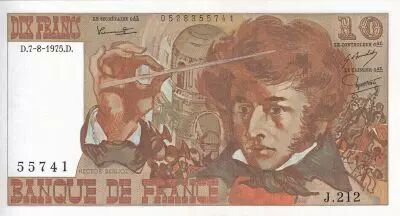 France 10 Francs - Berlioz - 07-08-1975 - Serial J.212 - P.150