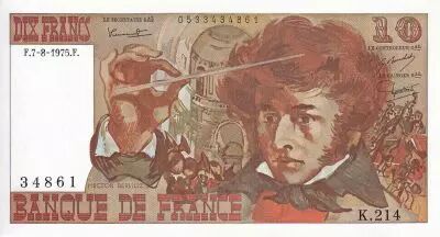 France 10 Francs - Berlioz - 07-08-1975 - Serial K.214 - P.150
