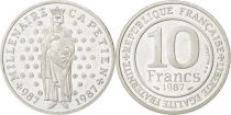 France 10 Francs - Capétien - Belle Epreuve - 1987 - Argent - avec certificat