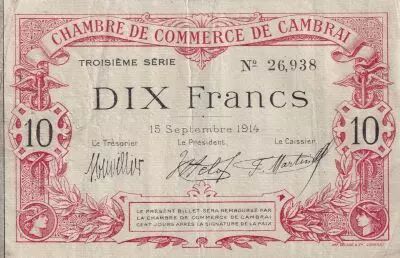 France 10 Francs - Chambre de Commerce de Cambrai - P.37-25