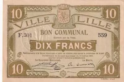 France 10 francs - City of Lille - 13-07-1917 - S�rie F 501 - 559