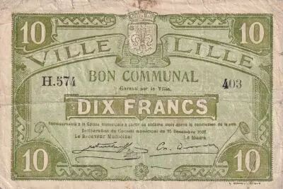 France 10 francs - City of Lille - 15-12-1917 - S�rie H 574 - 403