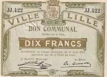 France 10 francs - City of Lille - 31-08-1914 - Série JJ 422