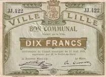France 10 francs - City of Lille - 31-08-1914 - Série JJ 422