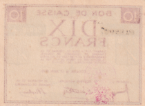 France 10 Francs , Colmar Chambre de Commerce, Serial A - 1940