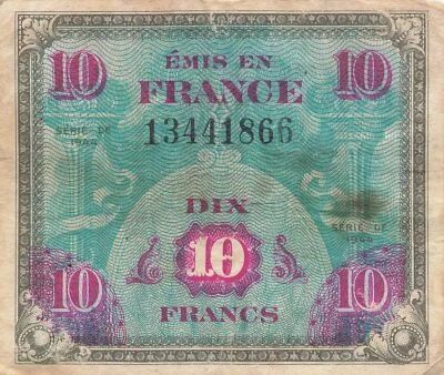 France 10 Francs - Drapeau - 1944 - Sans S�rie