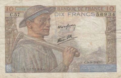 France 10 Francs - Miner - 09-09-1943 - Series C.57