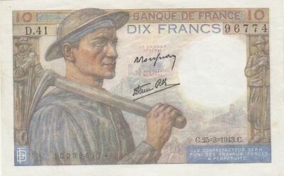 France 10 Francs - Miner - 25-03-1943 - Series D.41