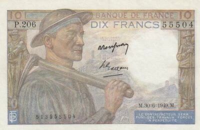 France 10 Francs - Miner - 30-06-1949 - Series P.206