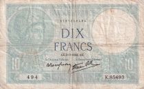 France 10 Francs - Minerva - 05-03-1942 - Serial L.85493 - F - P.73