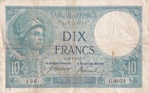 France 10 Francs - Minerva - 29-08-1917 - Serial G.4031