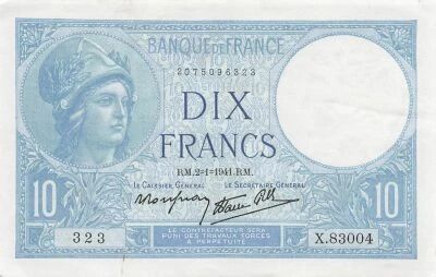 France 10 Francs - Minerve - 02-01-1941 - S�rie X.83004
