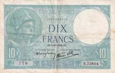France 10 Francs - Minerve - 05-10-1939 - S�rie S.73604 - F.07.10