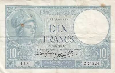 France 10 Francs - Minerve - 07-09-1939 - S�rie Z.71224