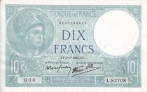 France 10 Francs - Minerve - 09-01-1941 - Série L.83708 - SUP - F.07.27