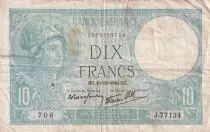 France 10 Francs - Minerve - 10-10-1940 - Série J.77134 - F.07.16