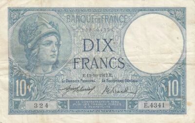 France 10 Francs - Minerve - 13-10-1917 - S�rie E.4341 - F.06.02a