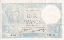 France 10 Francs - Minerve - 17-07-1930 - Serial D.52735 - P.73
