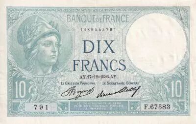 France 10 Francs - Minerve - 17-12-1936 - S�rie F.67583 - F.06.17