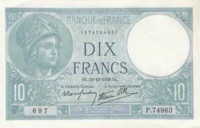 France 10 Francs - Minerve - 19-10-1939 - S�rie P.74963