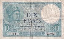 France 10 Francs - Minerve - 20-06-1918 - Série Z.6007 - TB+ - F.06.03