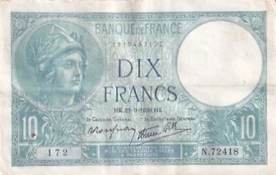 France 10 Francs - Minerve - 21-09-1939 - S�rie N