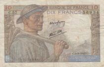 France 10 Francs - Mineur - 09-09-1943 - S&eacute;rie C.57