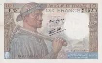 France 10 Francs - Mineur - 09-09-1943 - Série P.58 - F.08.09